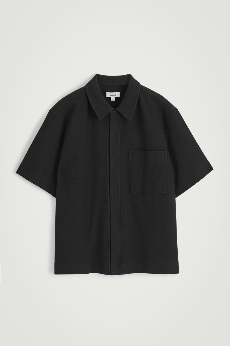 Textured Cotton-Jersey Zipped Shirt