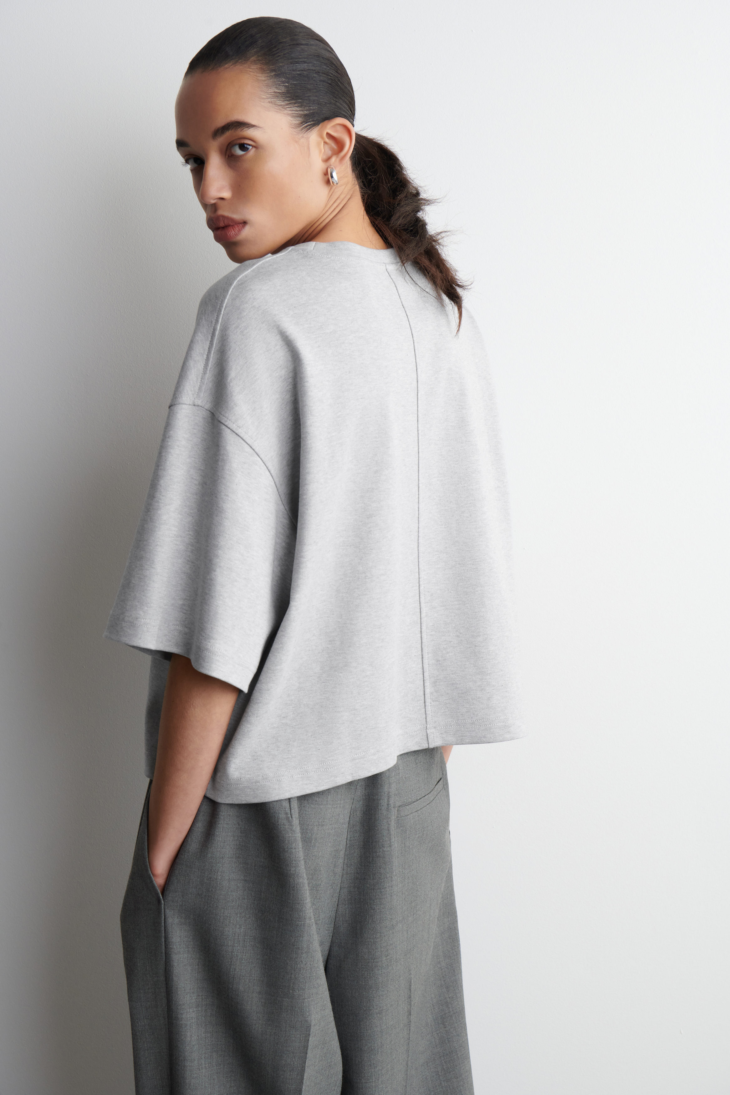 OVERSIZED BOXY T-SHIRT - GRAY MÉLANGE | COS