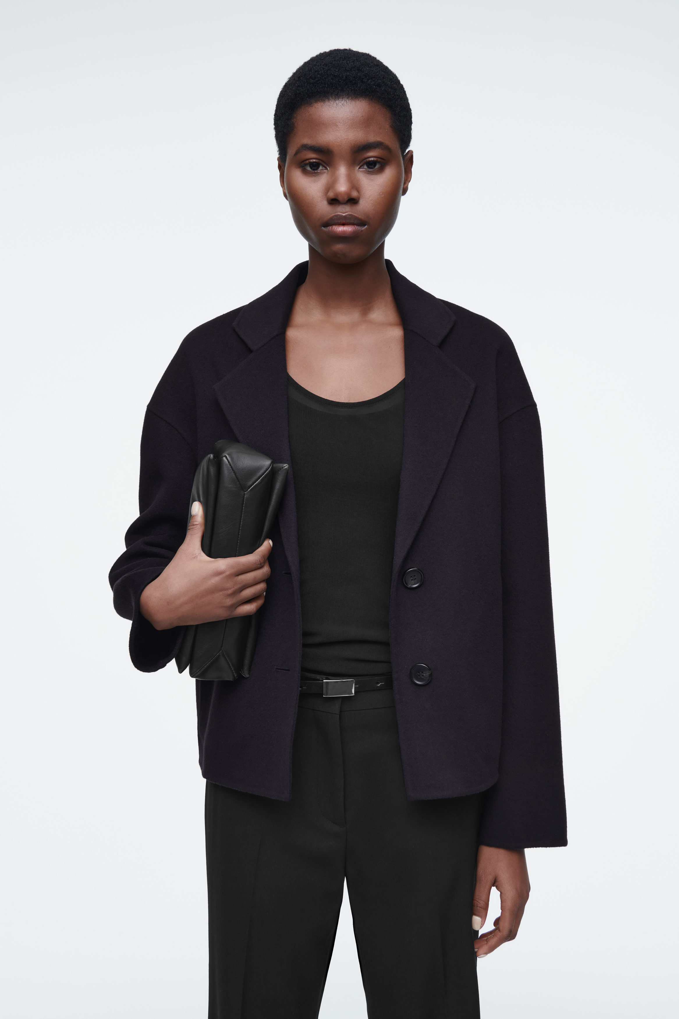 TAILORED DOUBLE-FACED WOOL JACKET - NAVY | COS
