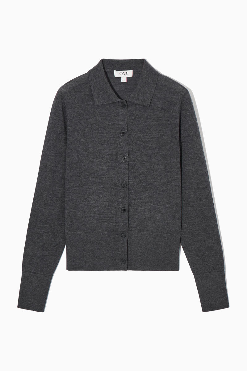 Merino Wool Collared Cardigan