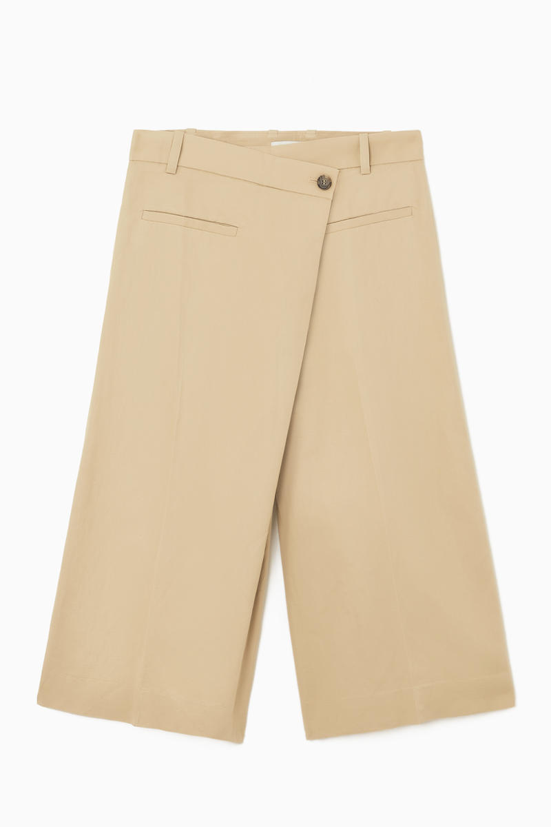 Wrap-Front Culottes in Beige