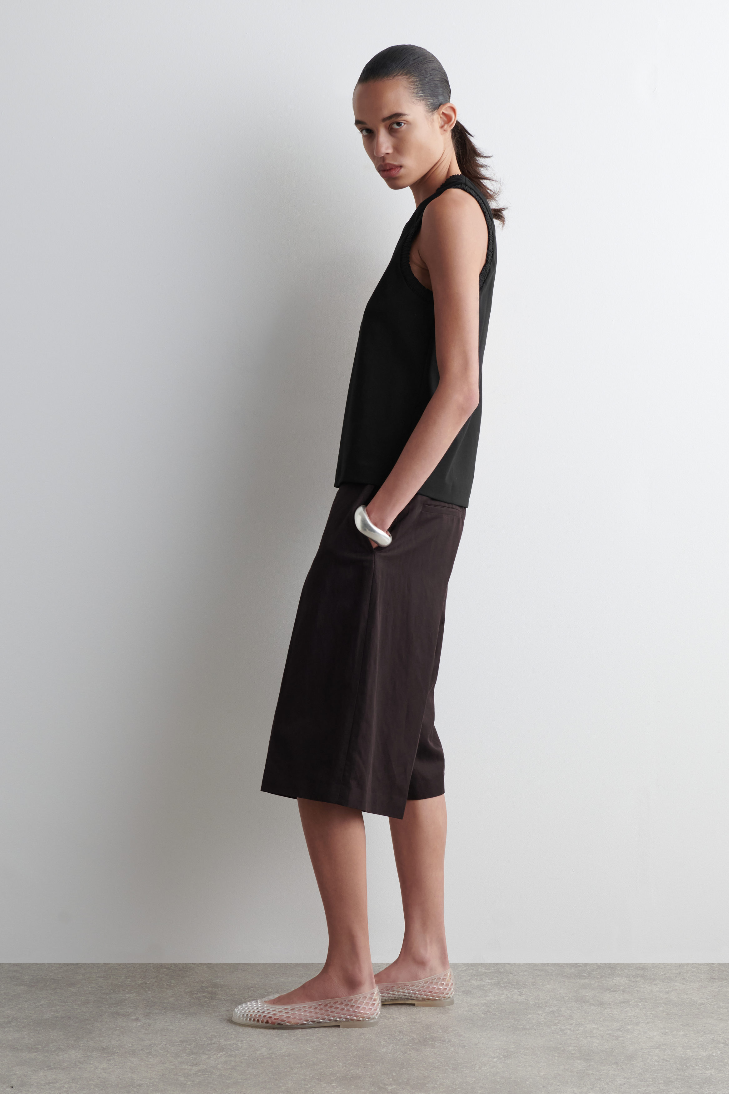 nagonstans tank top dressブラック nagonstans(ナゴンスタンス)｜6/4クロス ボリューム T/T DRS