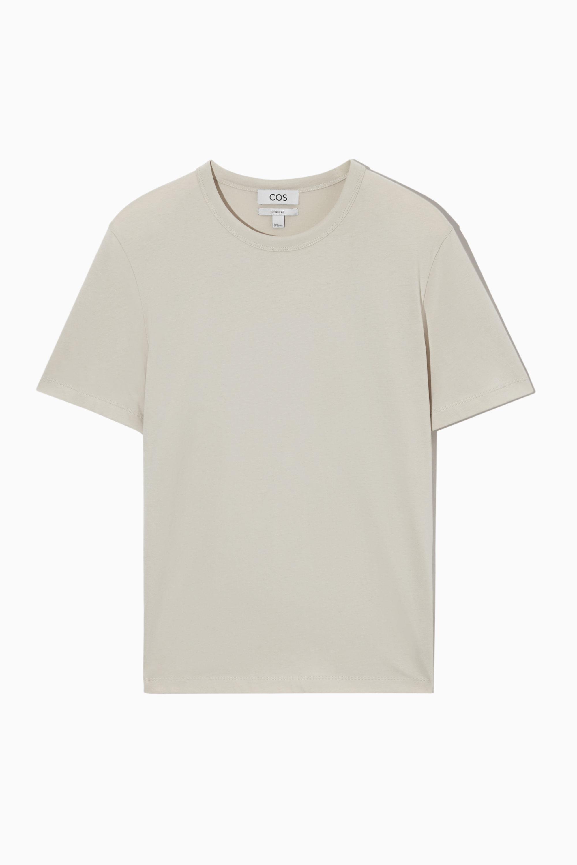 REGULAR BRUSHED-COTTON T-SHIRT - BEIGE | COS