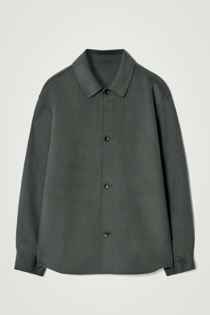 Double-Faced Wool Overshirt in Green