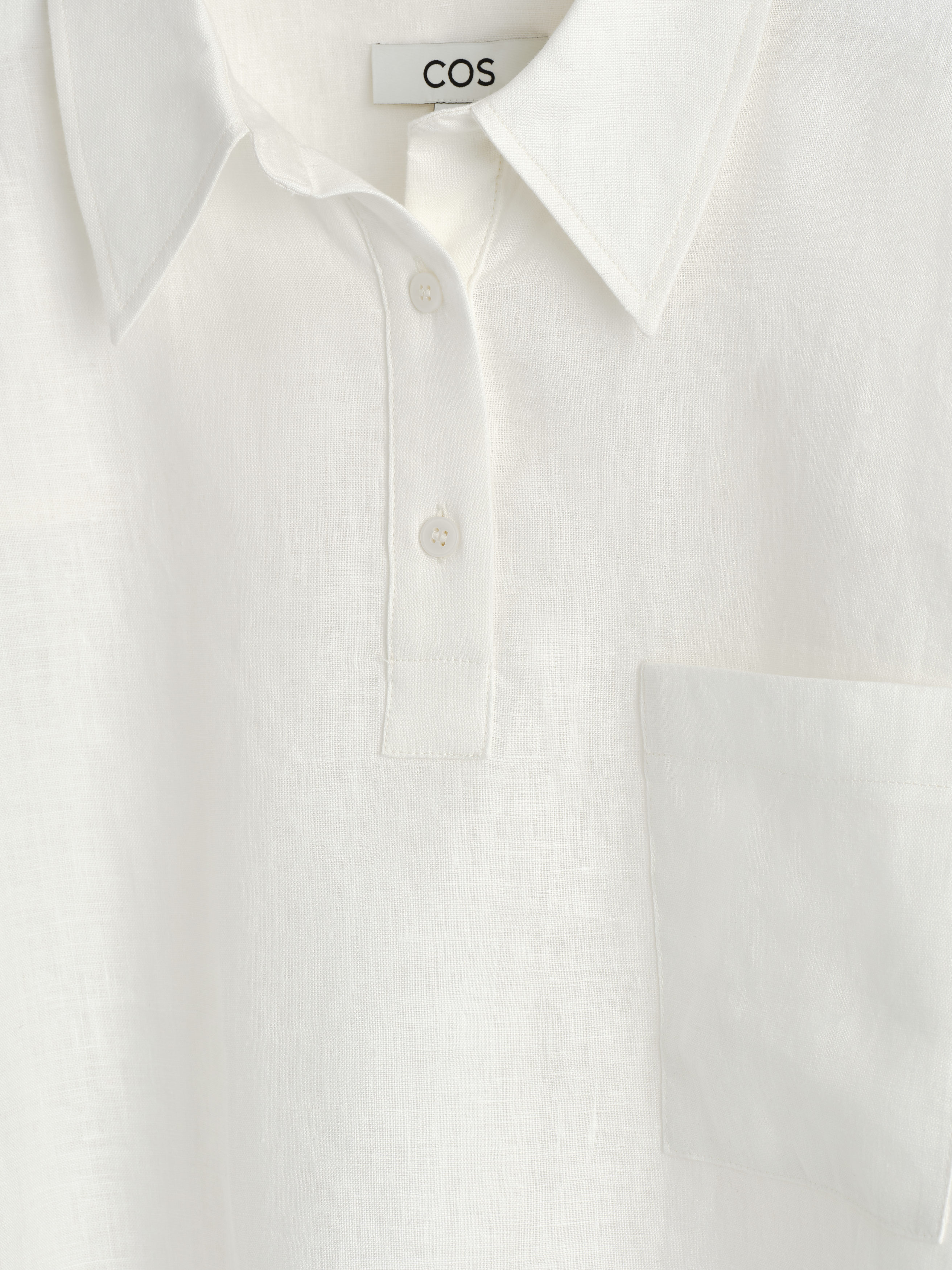 LINEN HALF-PLACKET SHIRT - WHITE | COS