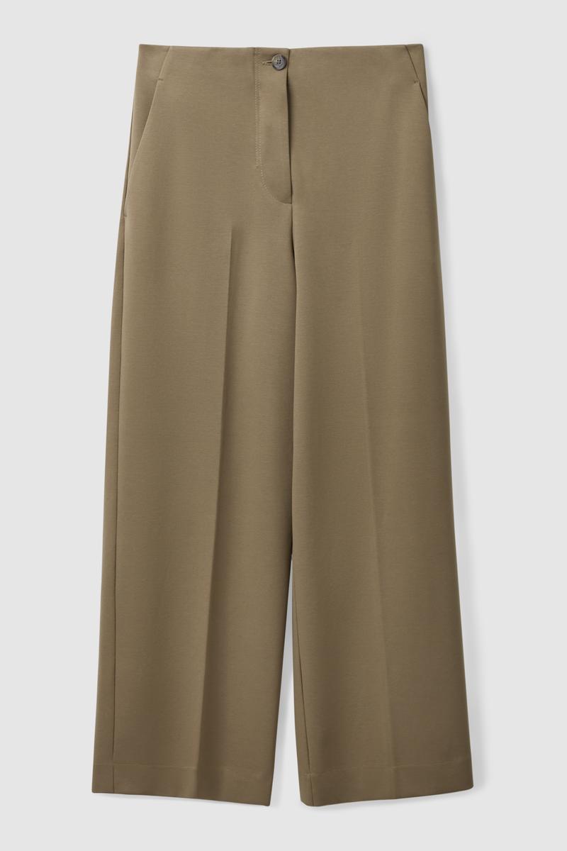 High-Waisted Wide-Leg Trousers in Beige