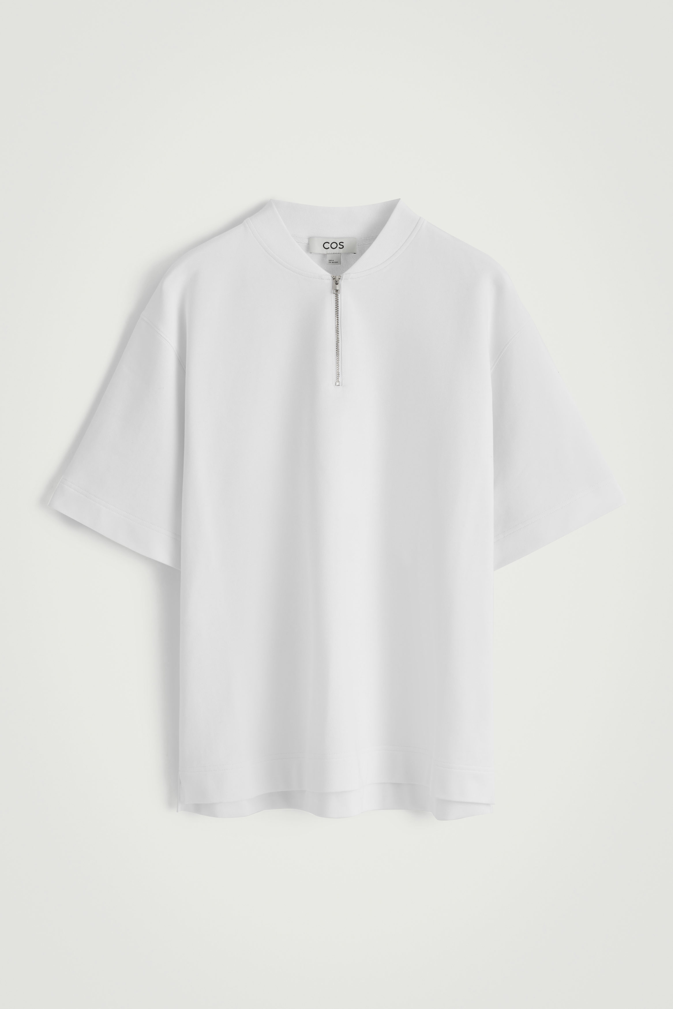 HALF-ZIP COTTON T-SHIRT - WHITE HALF-ZIP COTTON T-SHIRT - WHITE