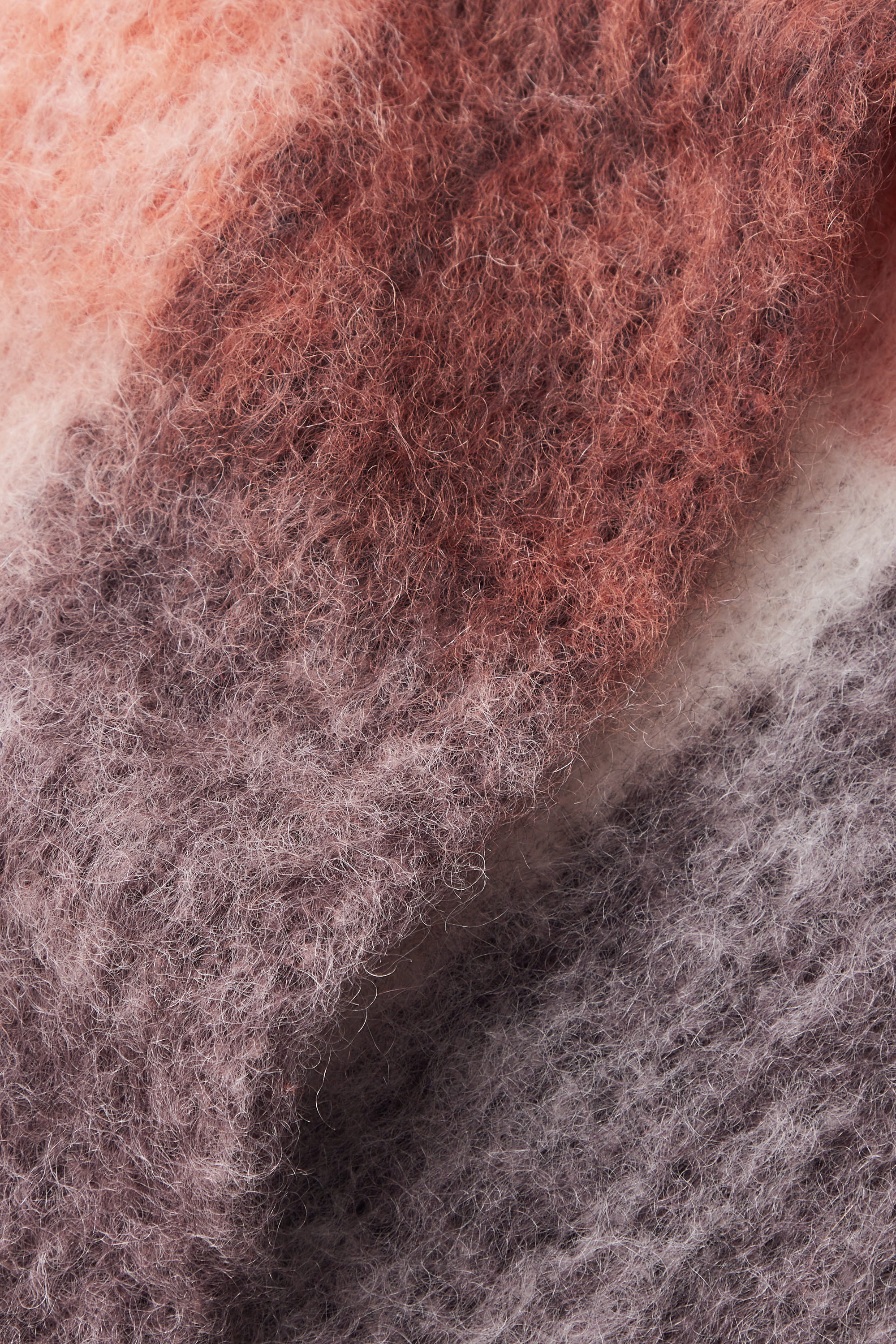 FRINGED BRUSHED-MOHAIR SCARF - APRICOT / CHECKED
