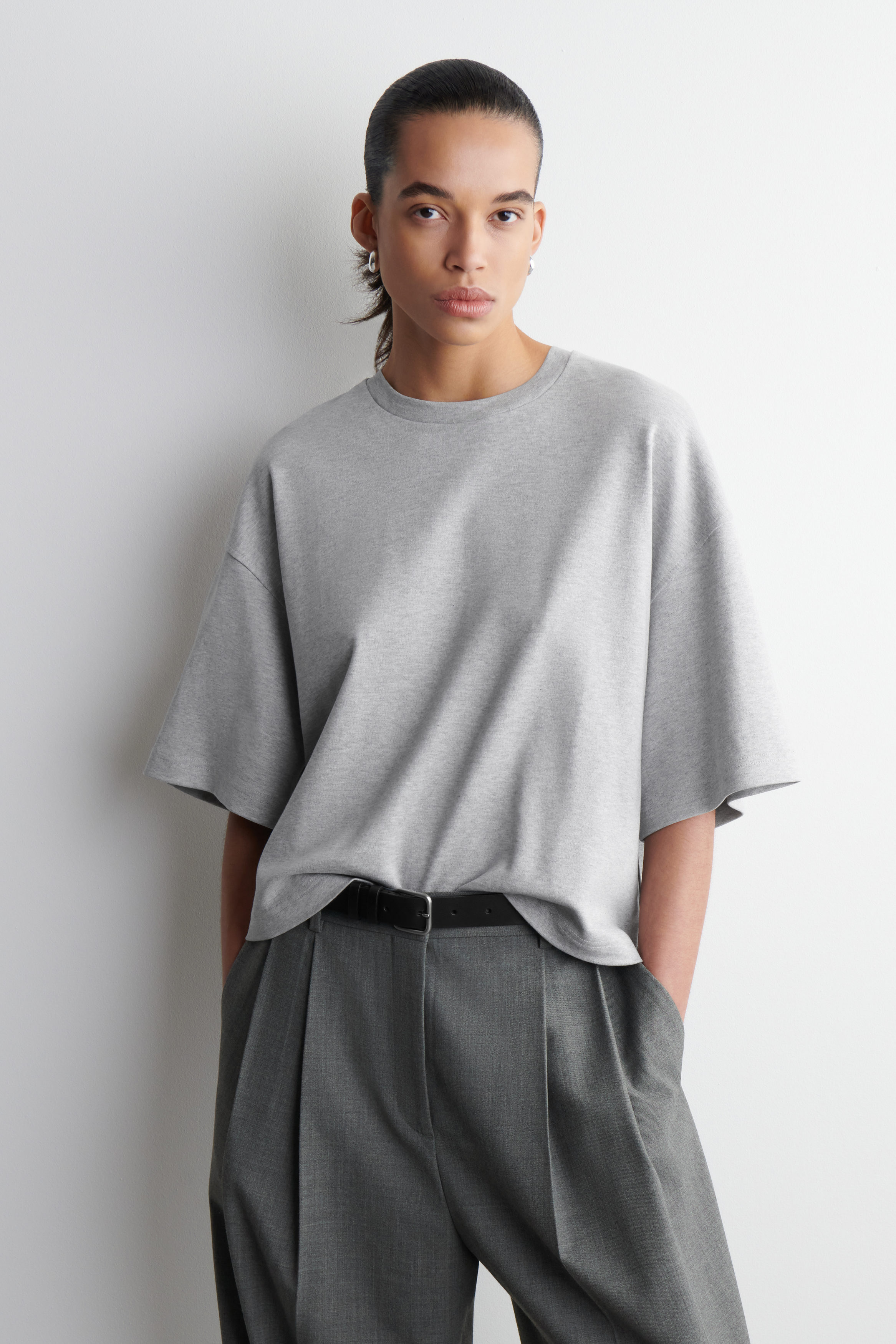 OVERSIZED BOXY T-SHIRT - GRAY MÉLANGE | COS