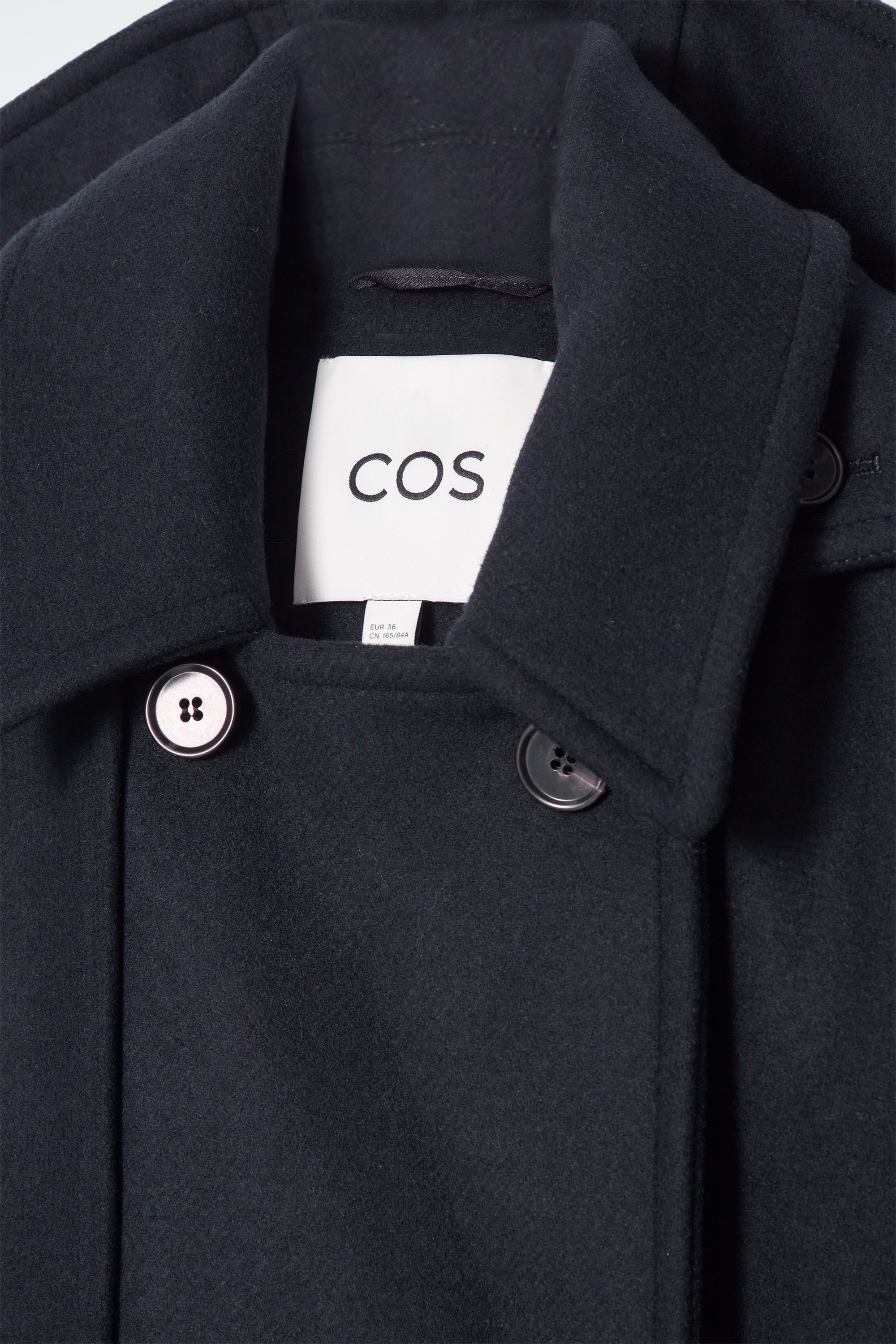 HOODED WOOL DUFFLE COAT - NAVY