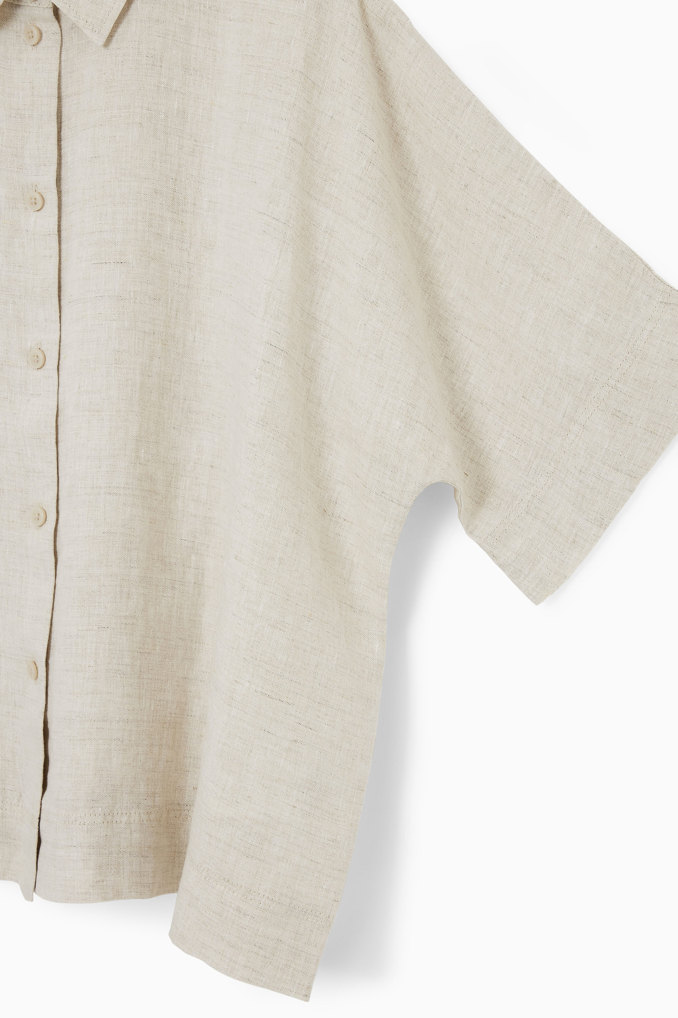 SHORT-SLEEVED LINEN SHIRT - STONE