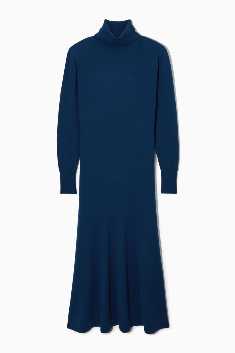 Power-Shoulder Merino Wool Maxi Dress