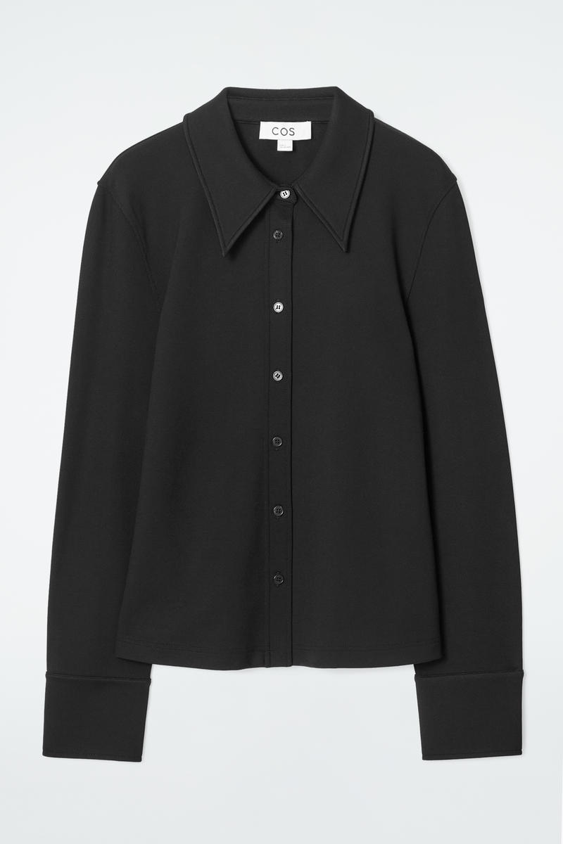 Slim Exaggerated-Collar Jersey Shirt