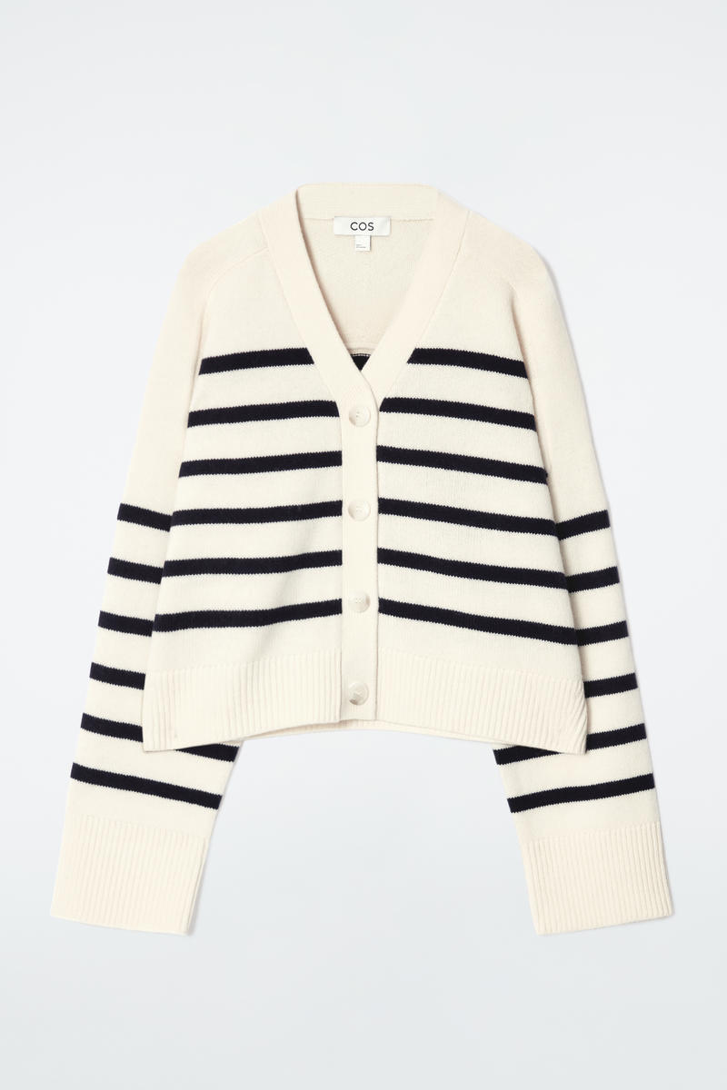 Striped Merino Wool V-Neck Cardigan