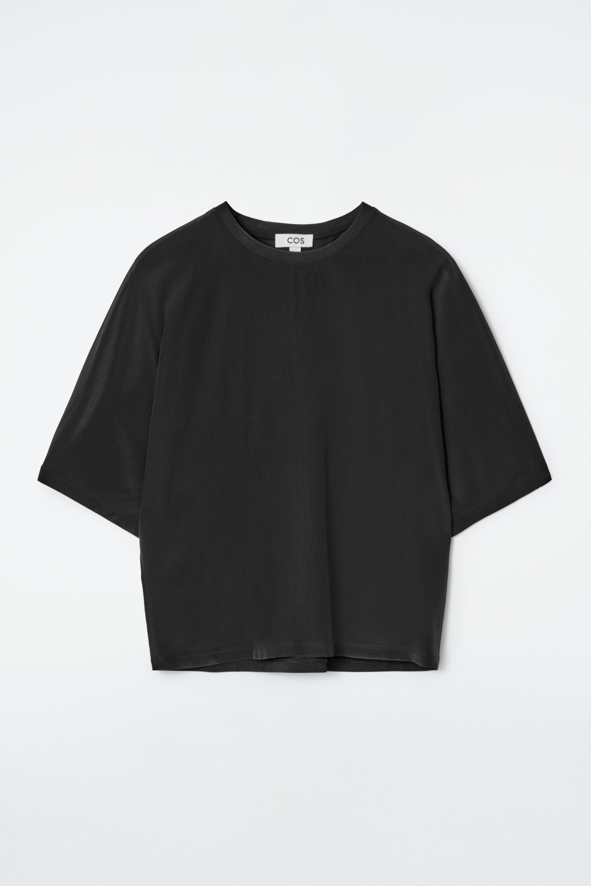 BATWING-SLEEVE PANELED SILK T-SHIRT - BLACK | COS