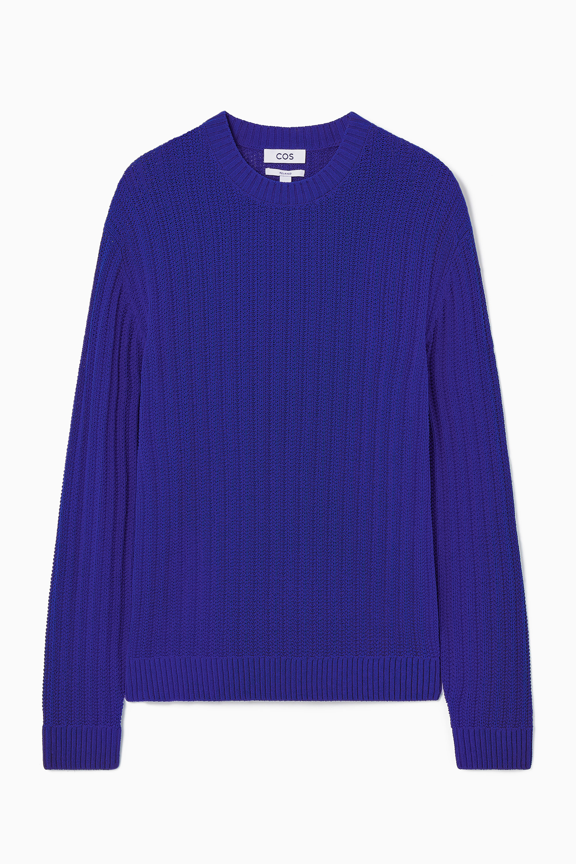 RELAXED OPEN-KNIT JUMPER - BRIGHT BLUE