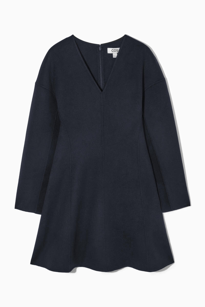 V-Neck Double-Faced Wool Dress