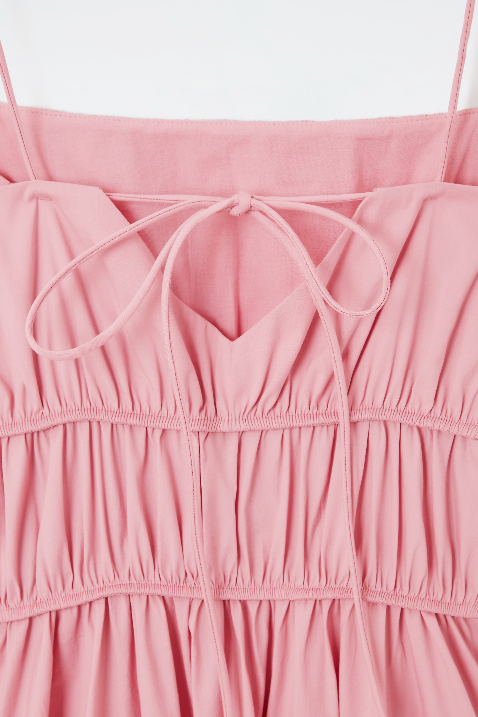 GATHERED COTTON MIDI DRESS - PINK | COS