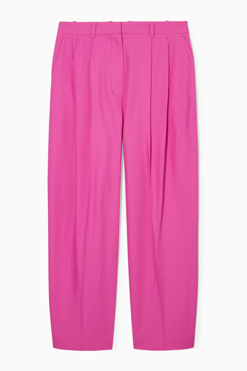 Wide-Leg Tailored Trousers in Pink