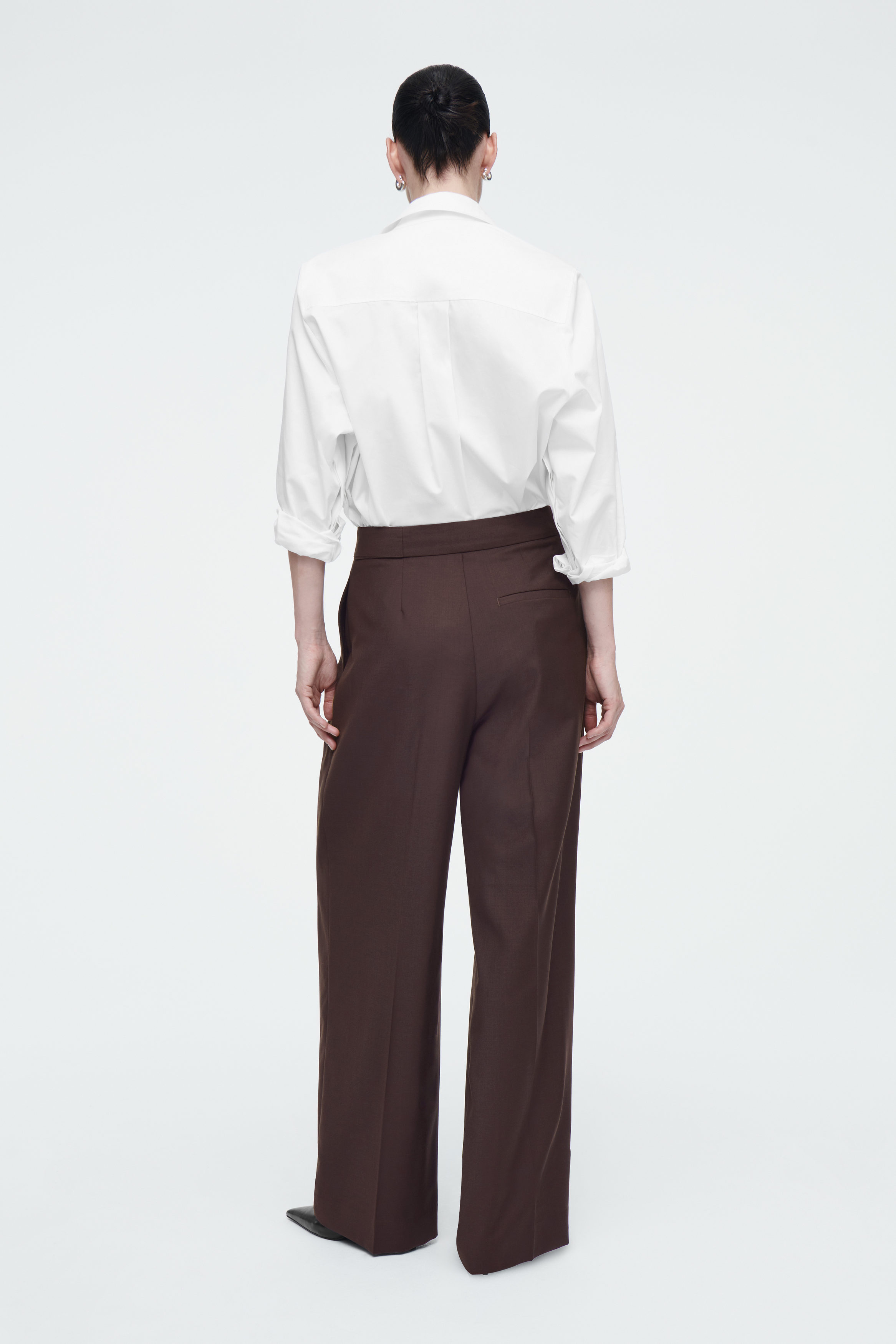 BELTED WRAPFRONT WOOL TROUSERS - DARK RED | COS