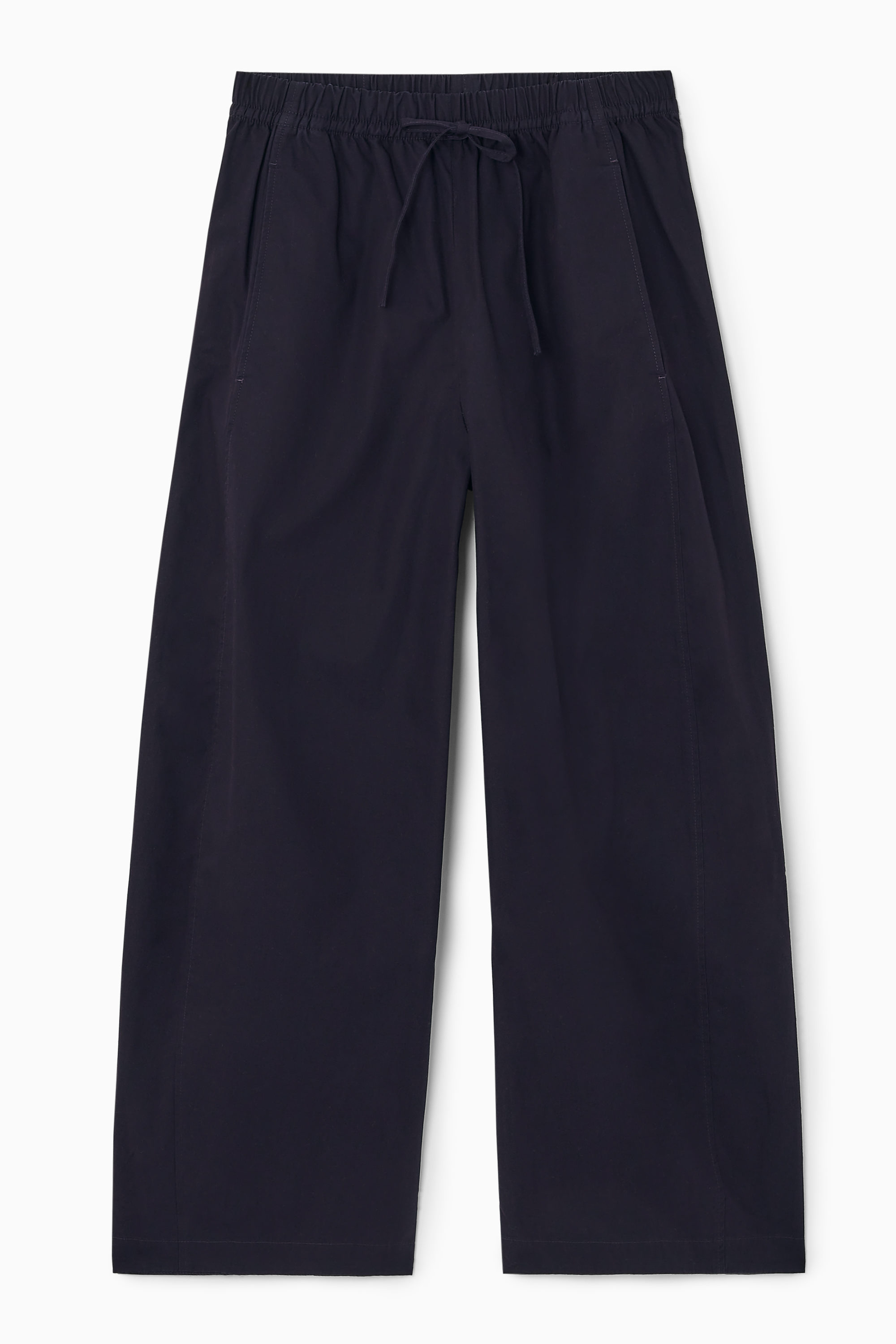 ELASTICATED BARREL-LEG TROUSERS - NAVY | COS
