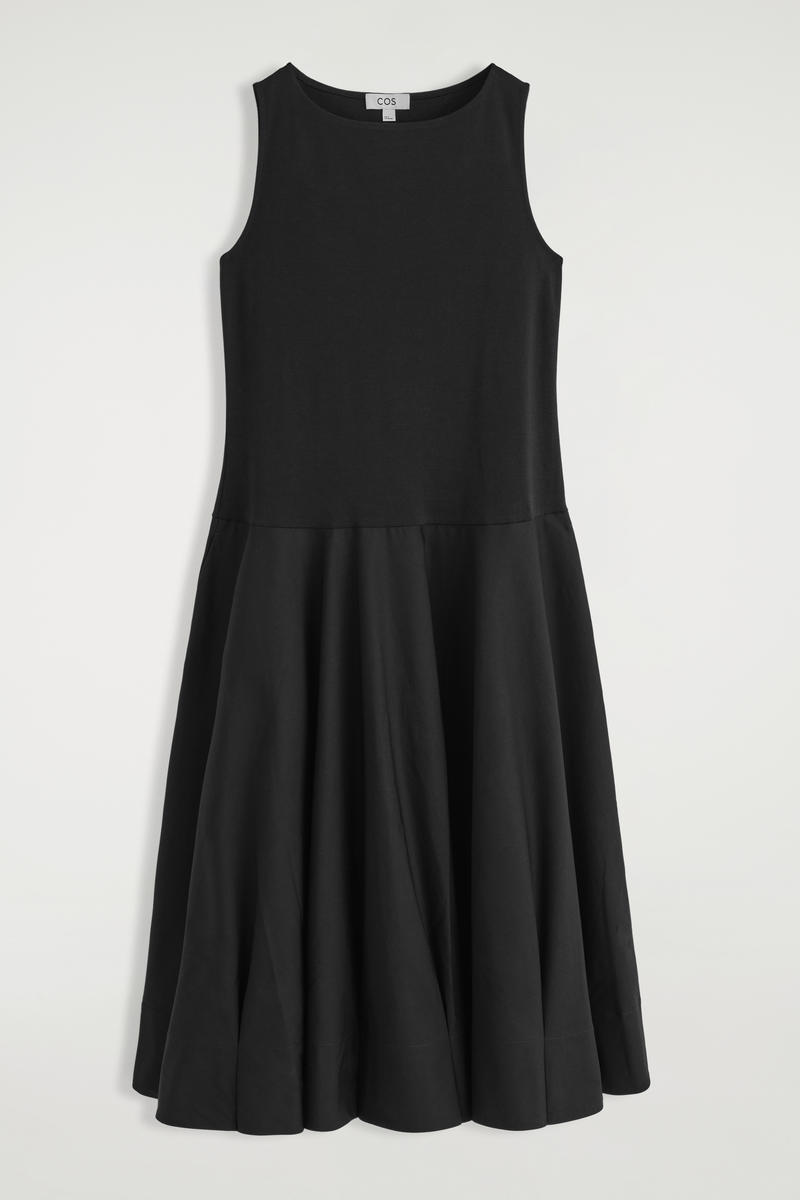 Cos Boat-neck Cotton A-line Midi Dress