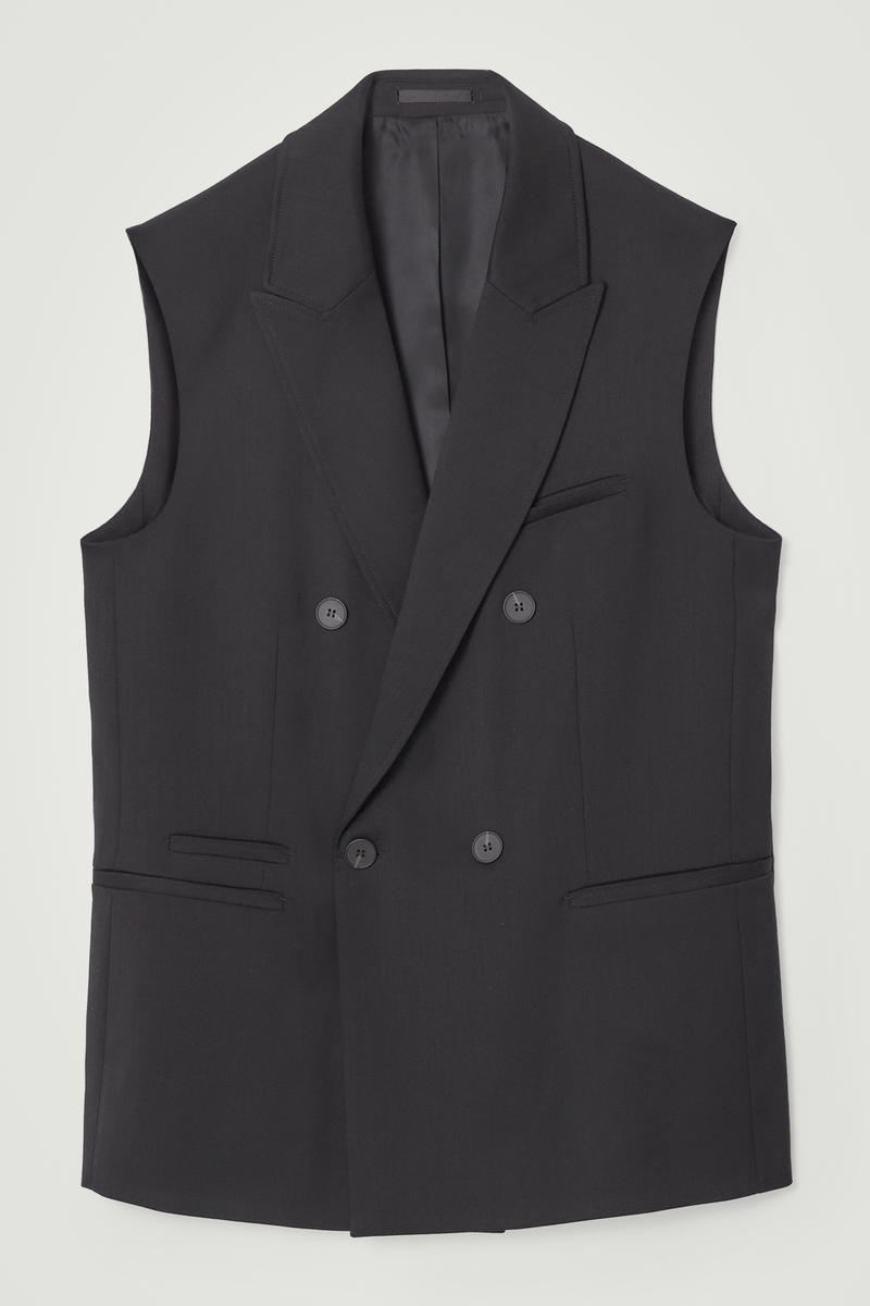 Shop Cos The Sleeveless Double-breasted Blazer In Black