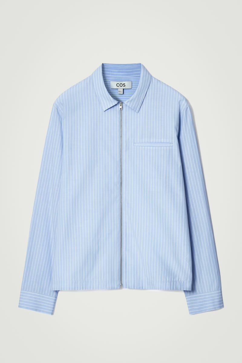 Zipped Twill Shirt in Blue