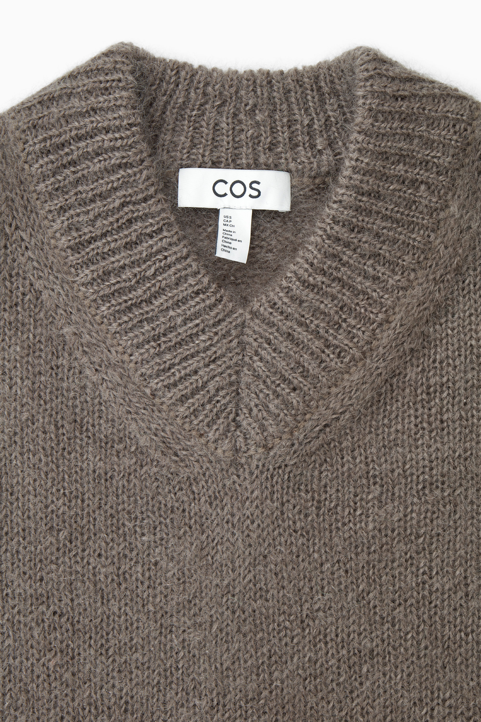 CROPPED V-NECK MOHAIR SWEATER - LIGHT BROWN | COS US