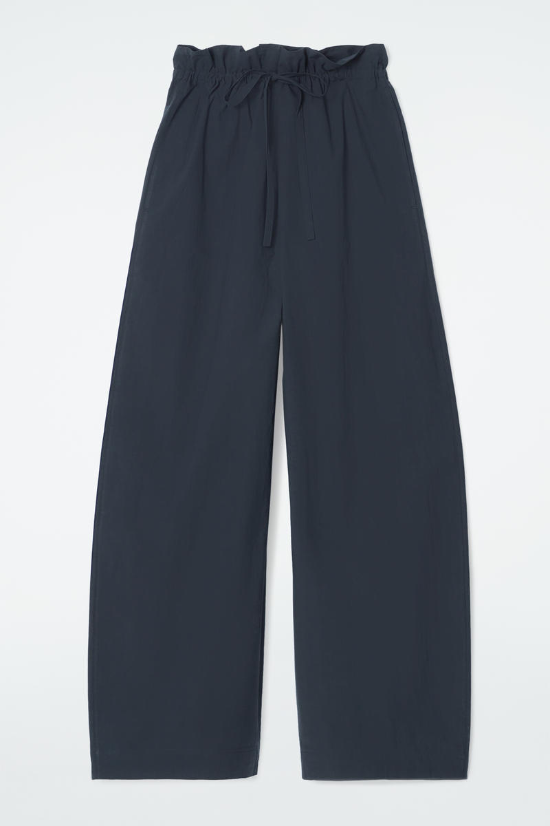 Paperbag Barrel-Leg Trousers in Blue