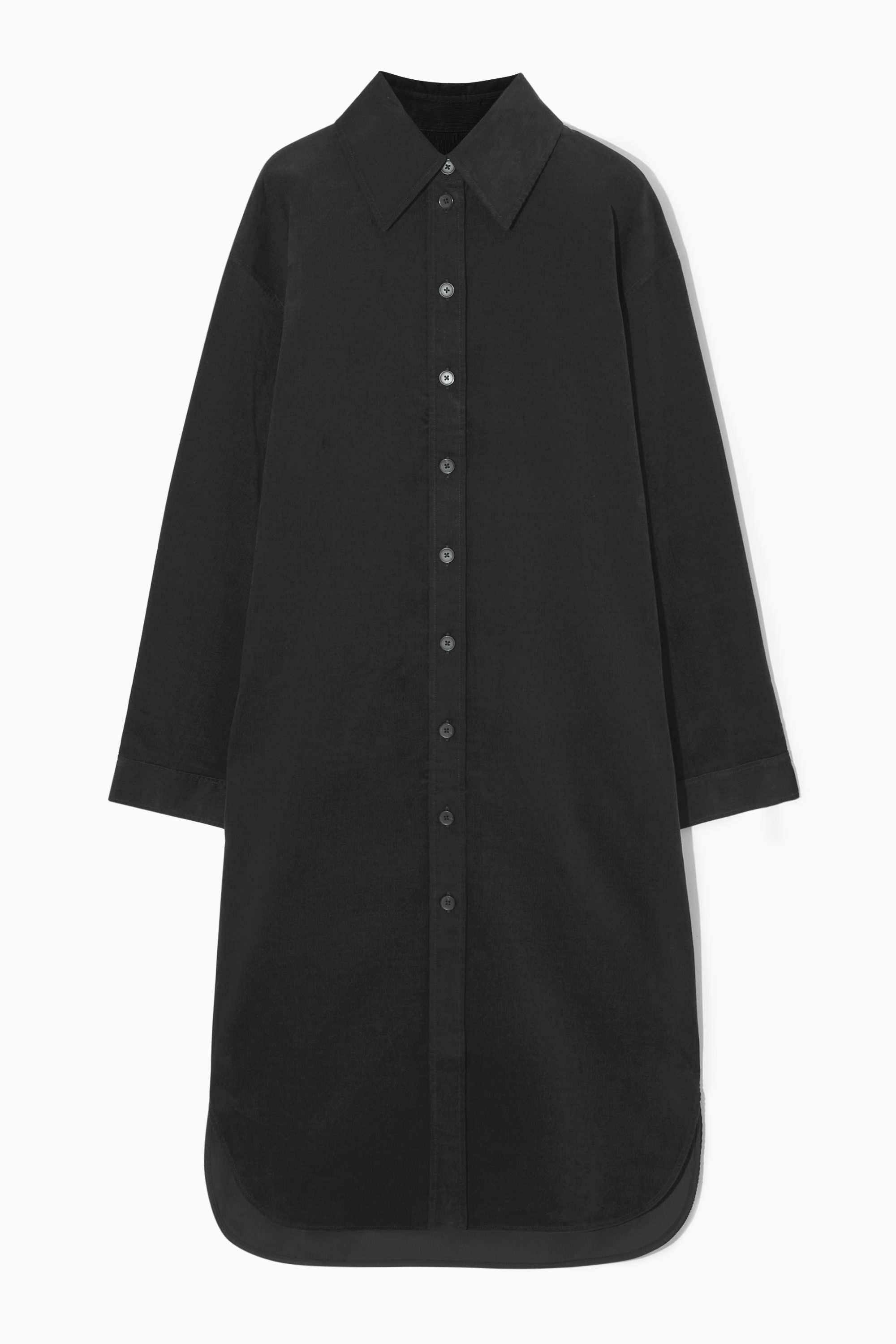 DELICIOUS CORDUROY SET UP デリシャツ サイズＬ CORDUROY MIDI SHIRT DRESS - BLACK | COS