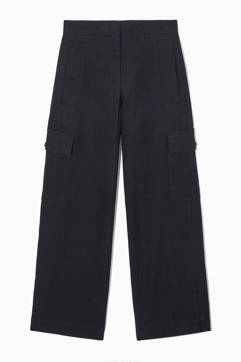 Wide-Leg Cargo Trousers in Blue