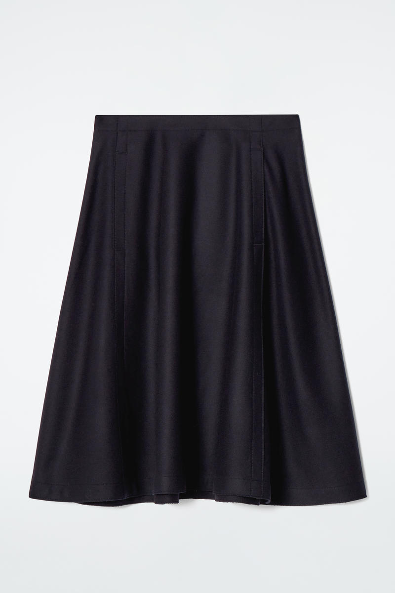 Panelled Wool Midi Skirt