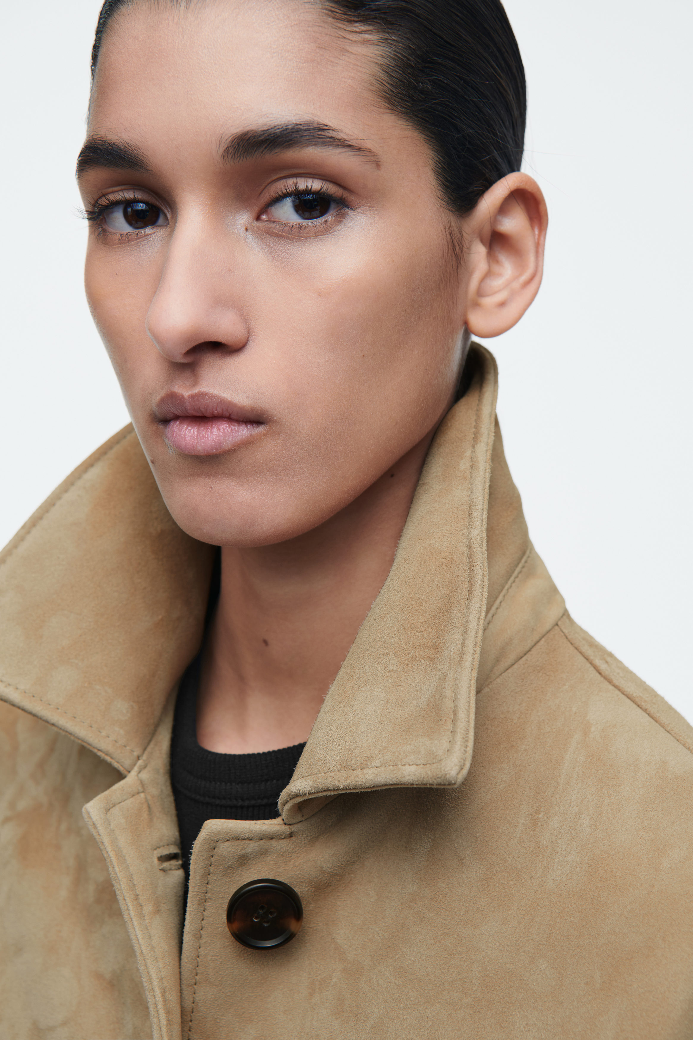 COLLARED SUEDE JACKET - SAND