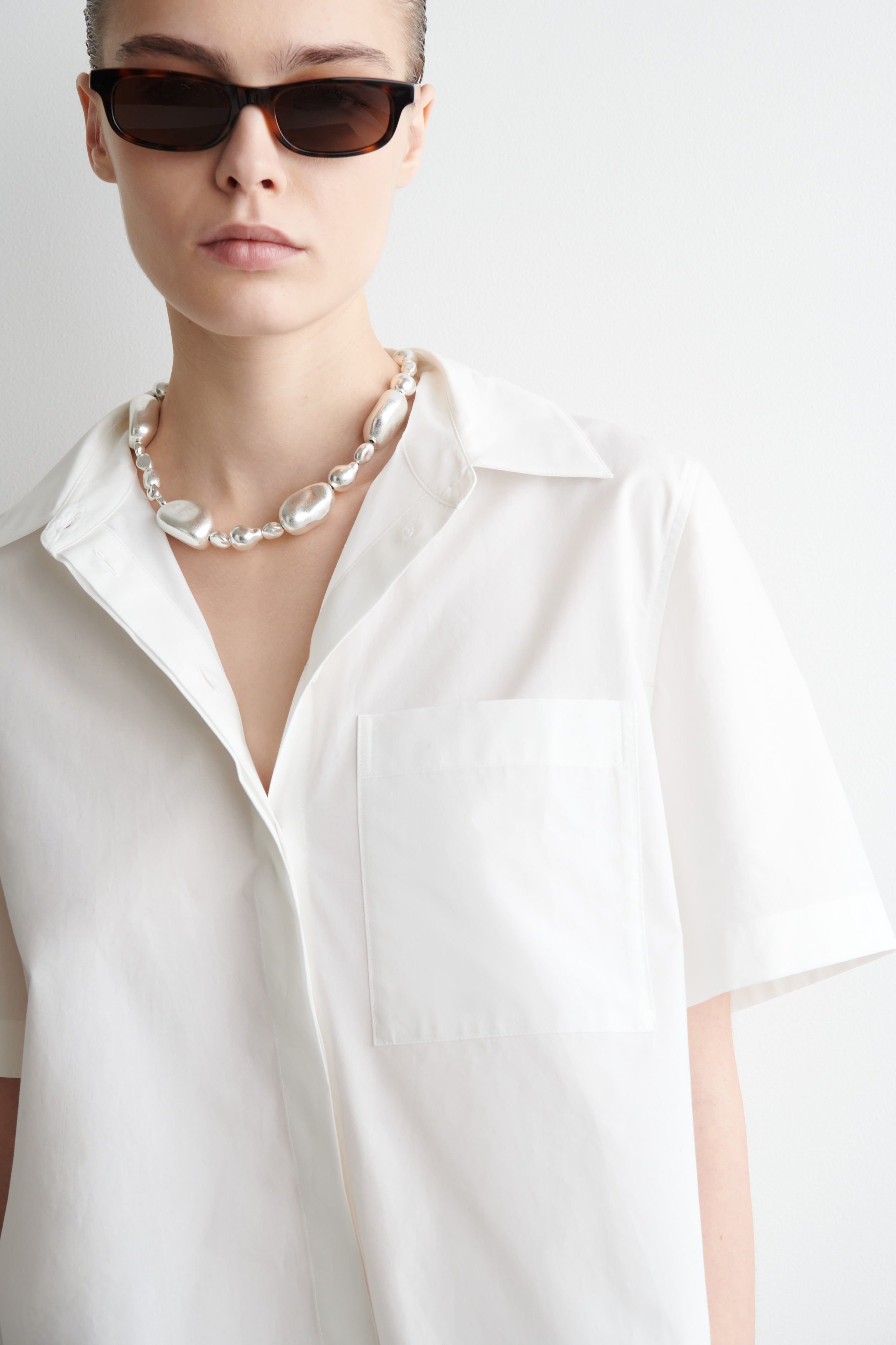 【BAON】[unisex] Tcon Net Collar Short Sleeve Knit Grey Short Sleeve Cotton Sweater – Halsbrook