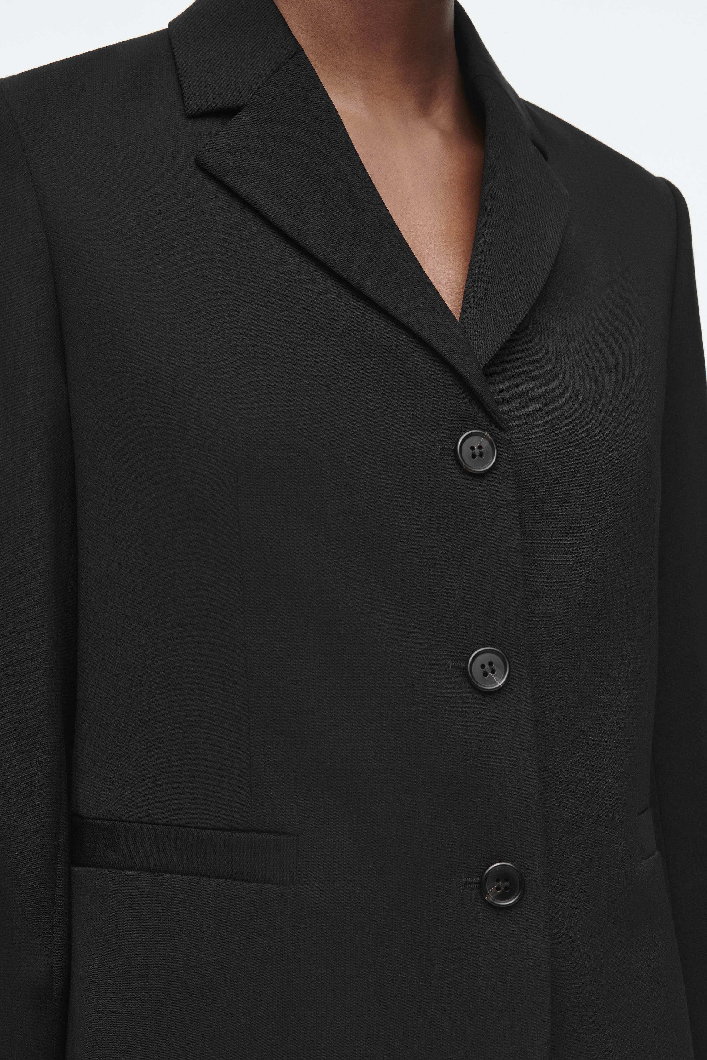 【試着なし未使用品】Lausanne Wool Short Coat WOOL GABARDINE SHORT SLEEVE COAT(S Black): Vintage 1.1｜THE