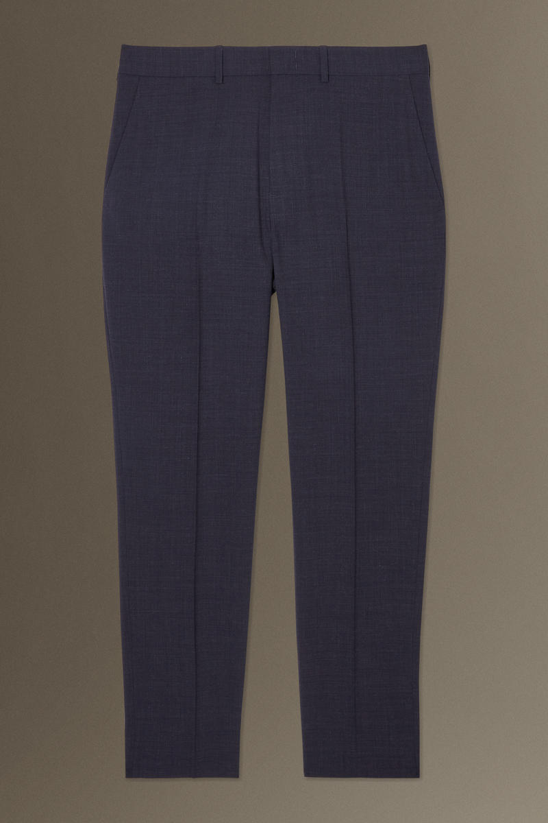 Wool Mélange Trousers - Slim in Blue