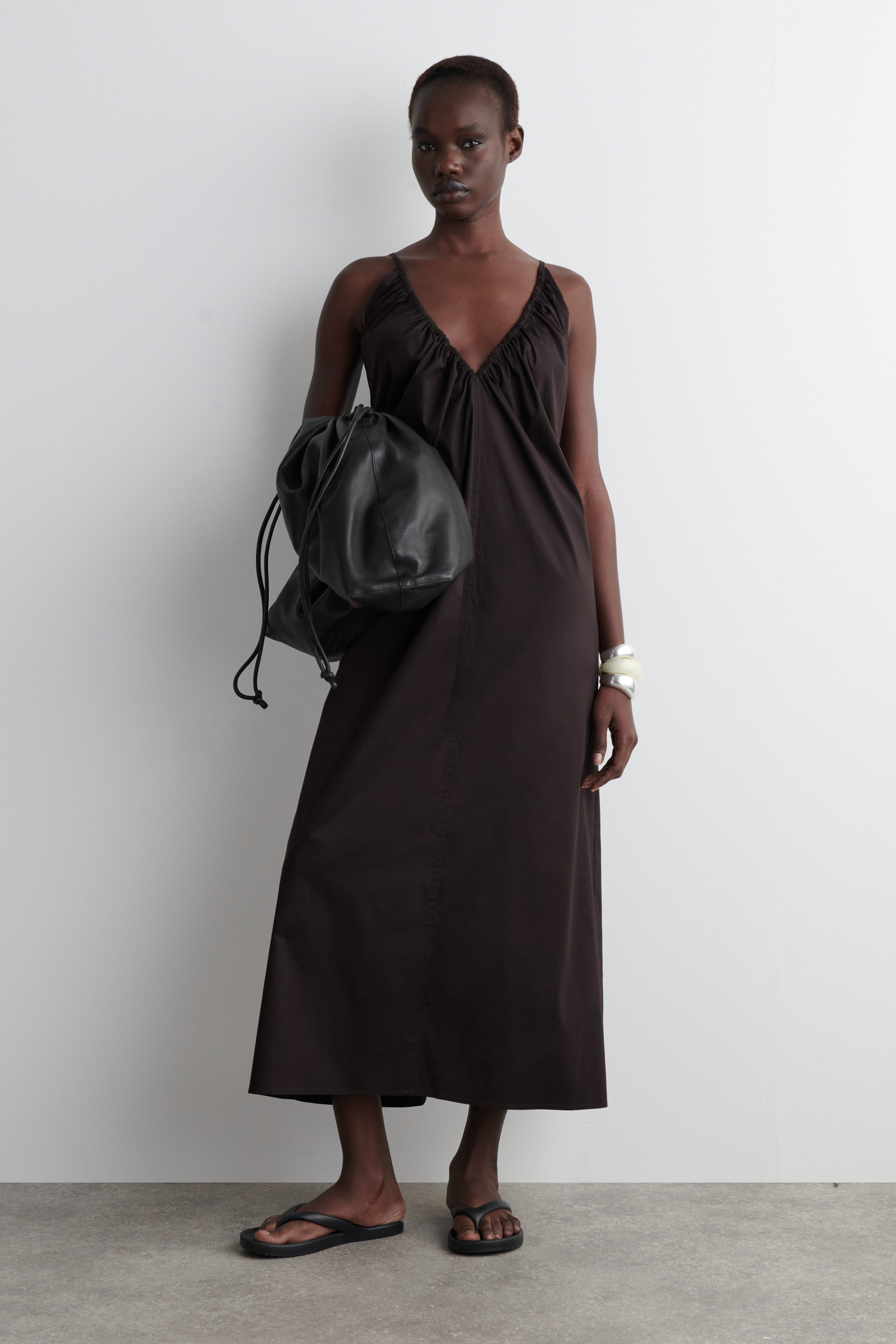 Amoura Black Square-Neck Draped Wrap Maxi Dress – Club L