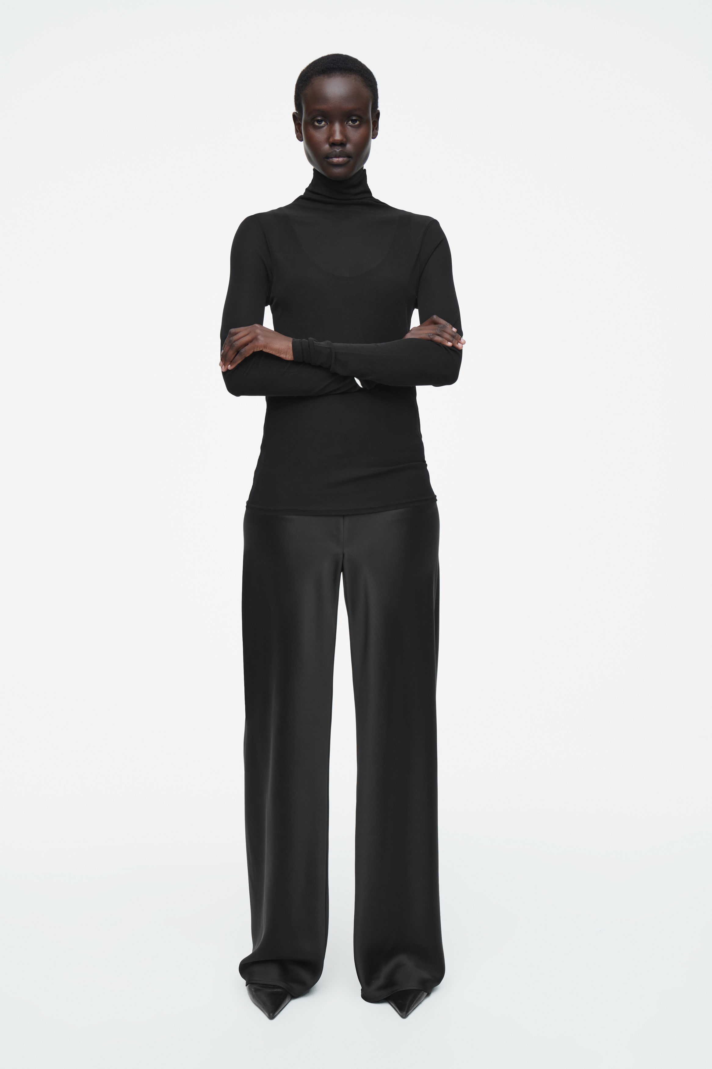 ELASTICATED SATIN PANTS