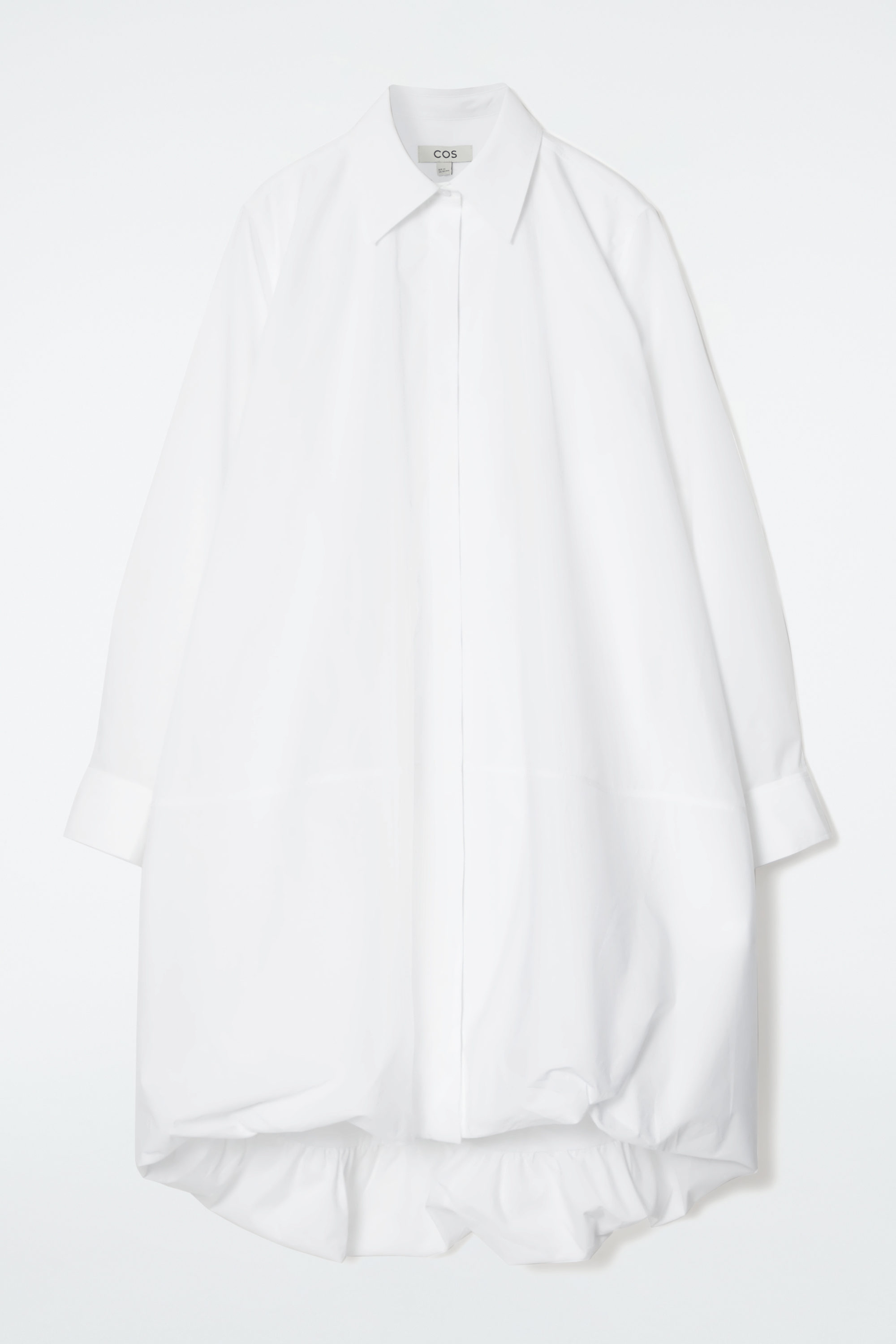 BUBBLE-HEM SHIRT DRESS - WHITE | COS
