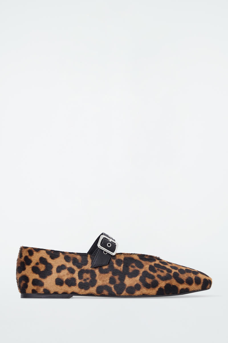 Cos Leopard-print Pony Hair Ballet Flats In Brown