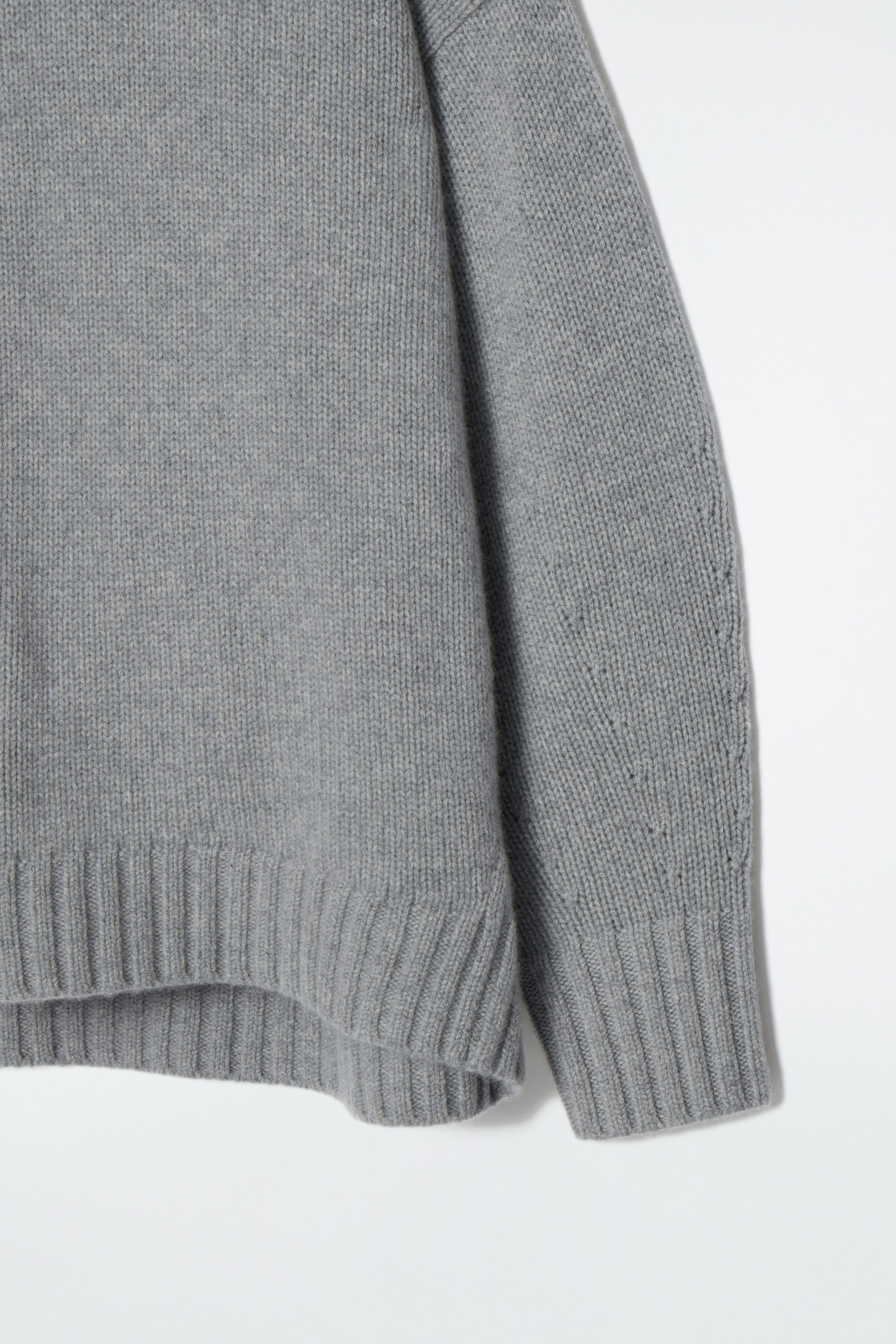 極厚 90s BALLY “Pure Cashmere” Rib Knit CHUNKY PURE CASHMERE CREW-NECK SWEATER - GRAY | COS