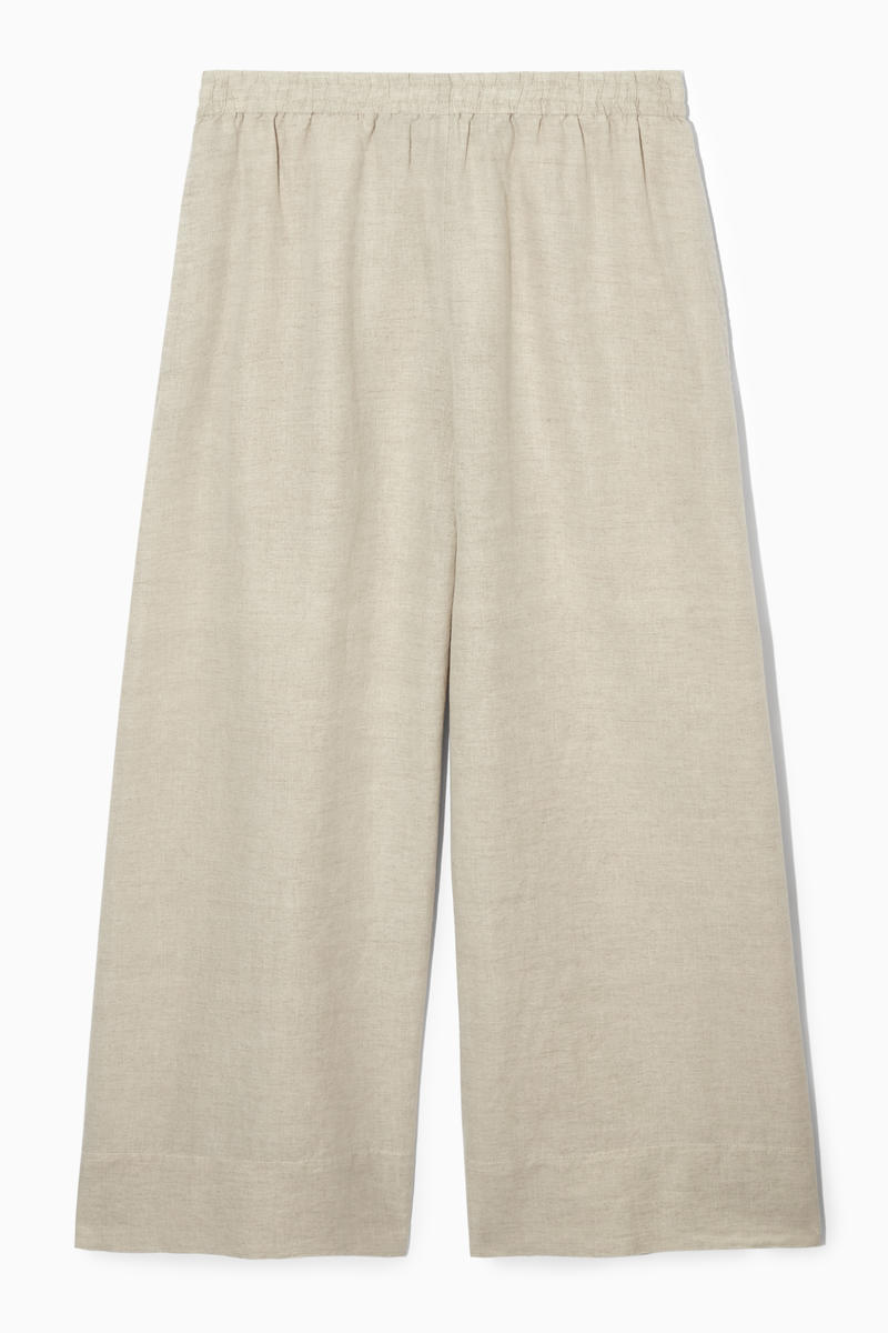 Linen-Blend Culottes in Beige