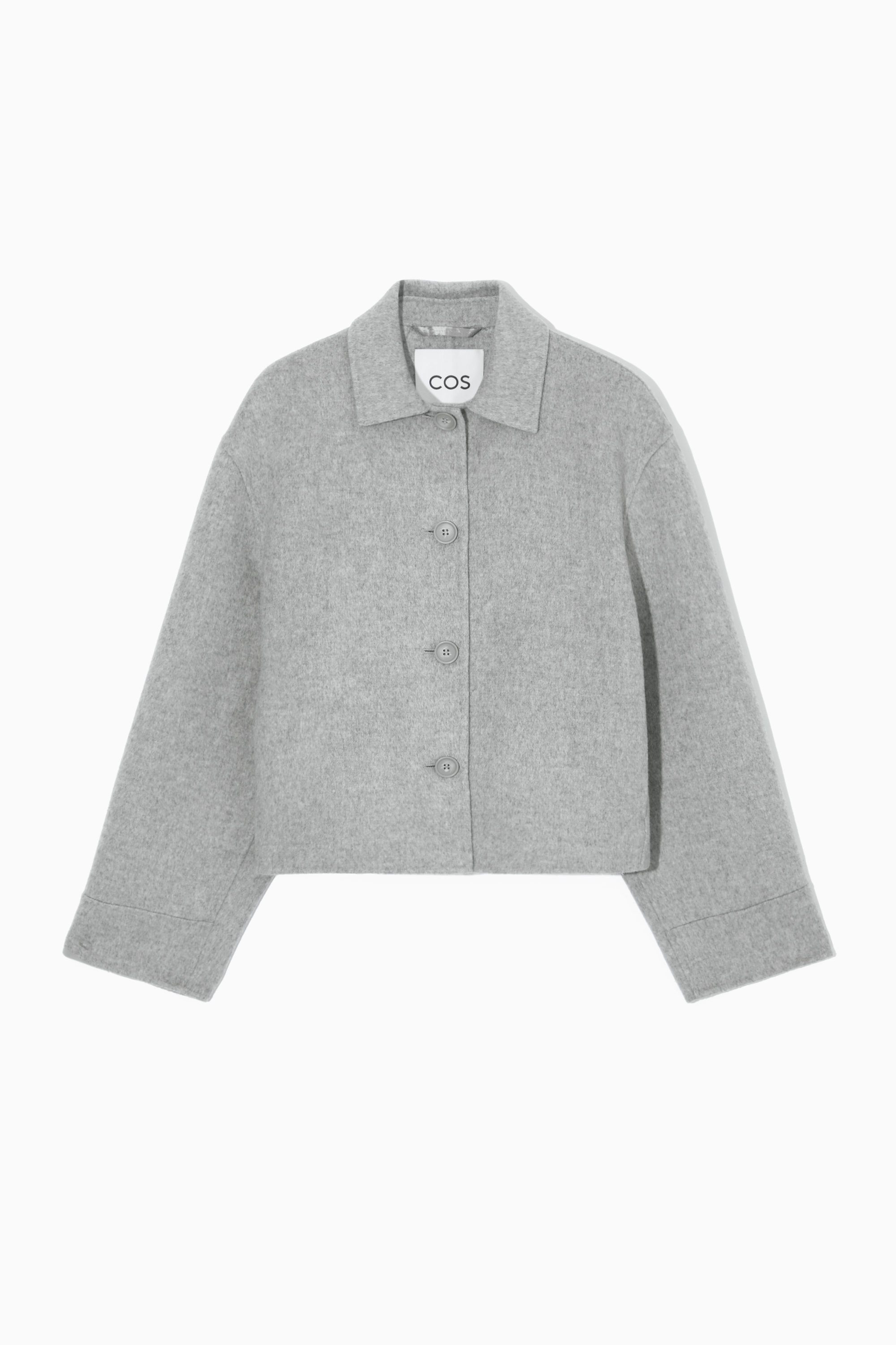 BOXY DOUBLE-FACED WOOL JACKET - LIGHT GREY