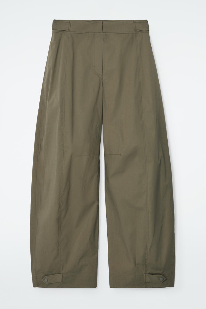 Barrel-Leg Utility Trousers in Green