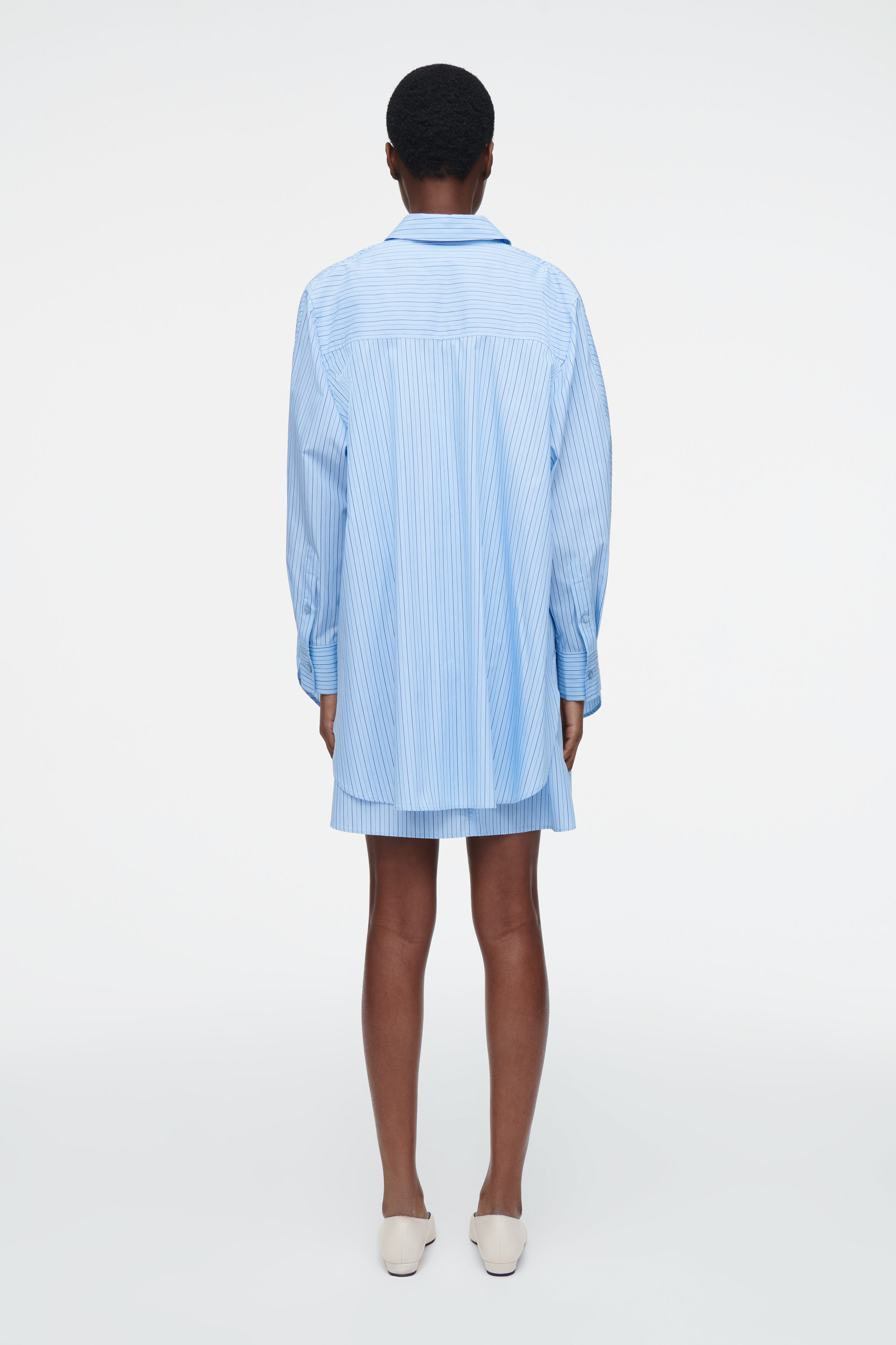 ワンピース ROUND COLLAR FRILL KANGKANG SHIRT DRESS BLUE STRIPE RONRON ROUND COLLAR FRILL KANGKANG SHIRT DRESS BLUE STRIPE