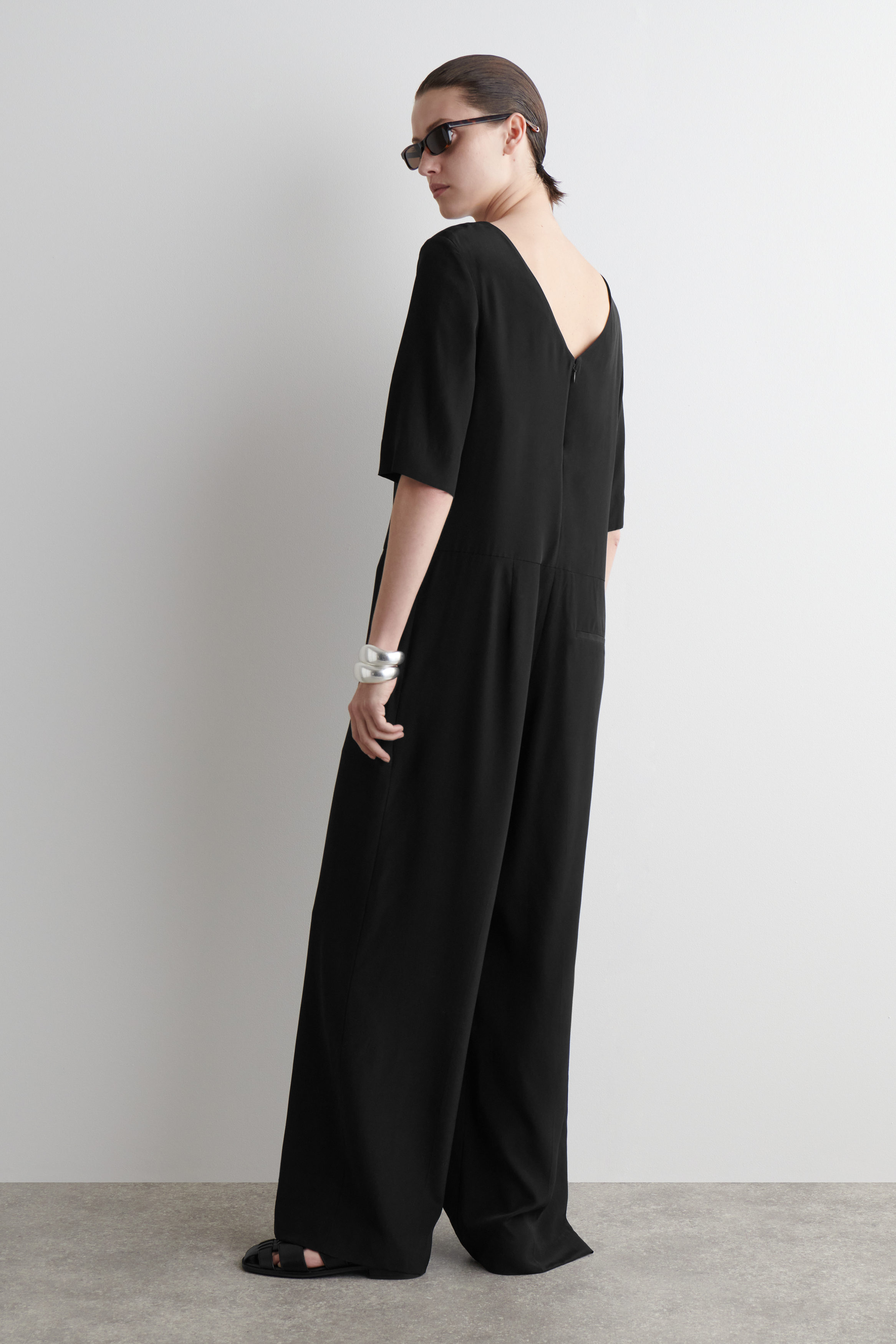 SILK-CREPE JUMPSUIT - BLACK | COS