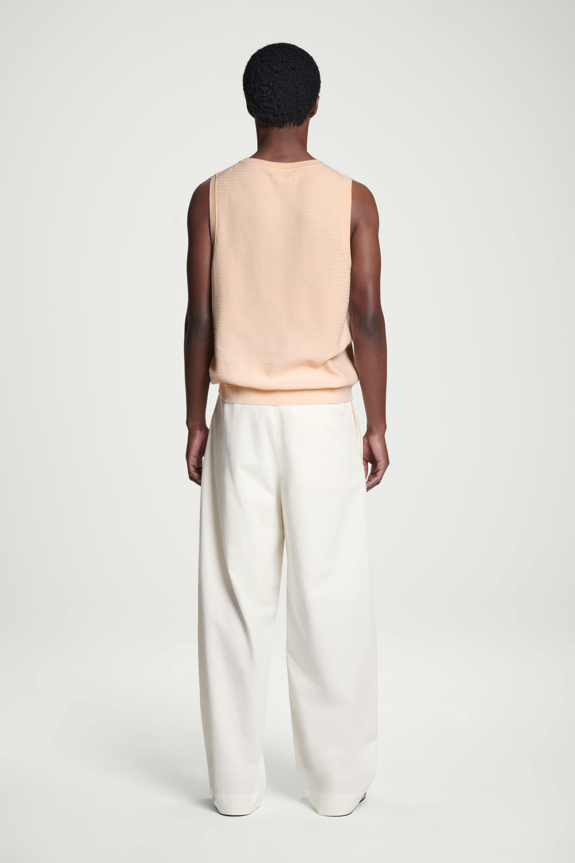 TEXTURED KNITTED COTTON TANK TOP - APRICOT | COS