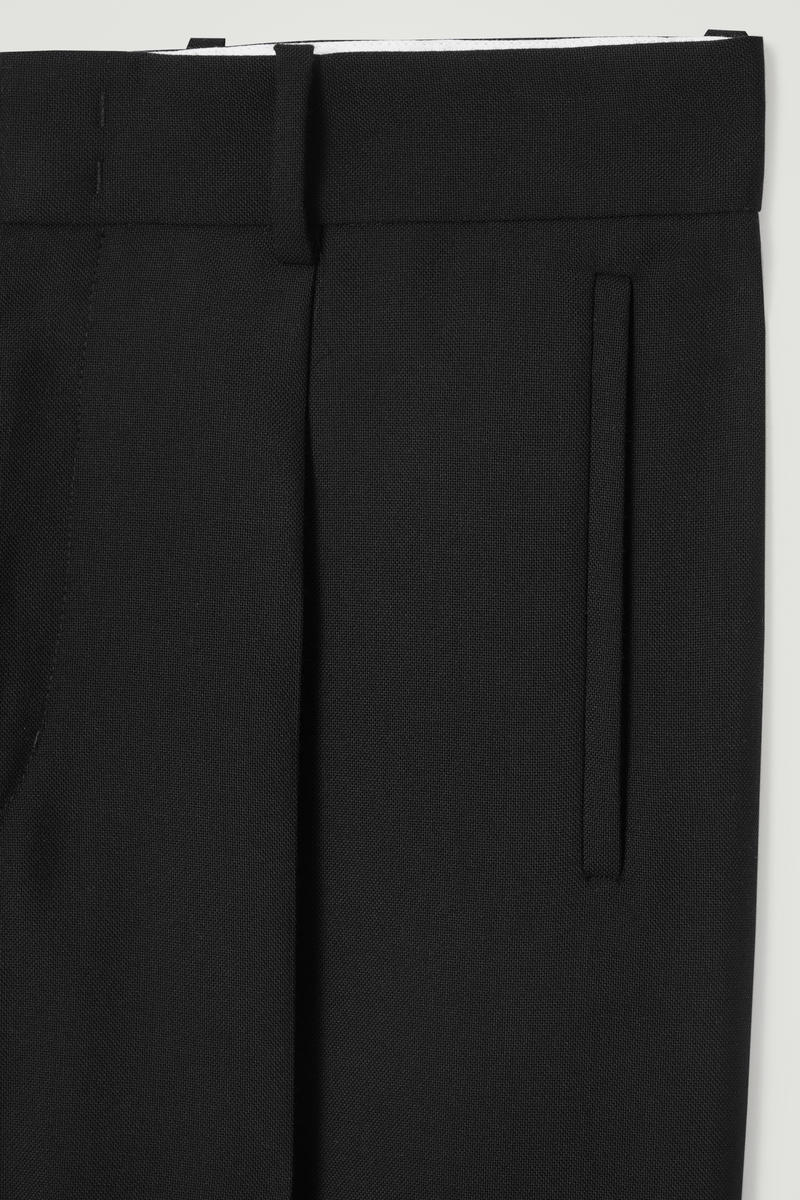 Shop Cos The Wide-leg Wool Trousers In Black