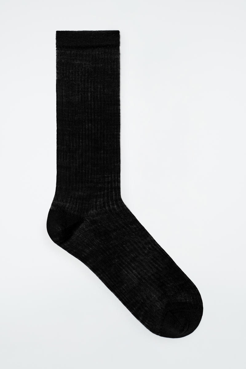 Sheer Ribbed Wool Socks